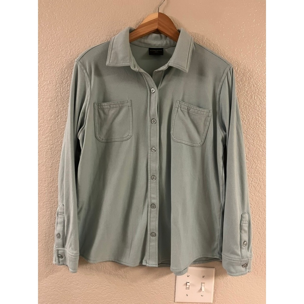 32 Degrees Heat Womens Sky Blue Button Down Long Sleeve Shirt Size M